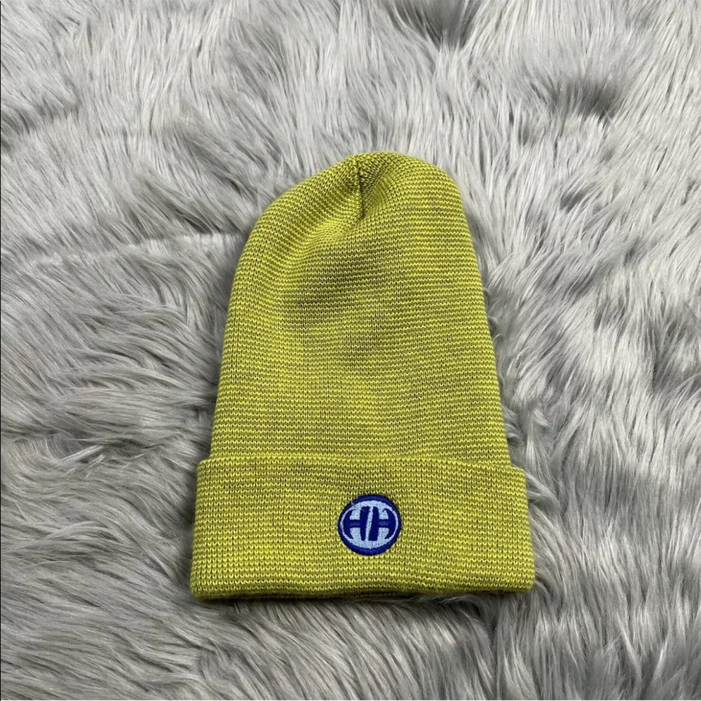 Vintage Helly Hansen Made USA Adults Green Knit Logo Beanie One Size